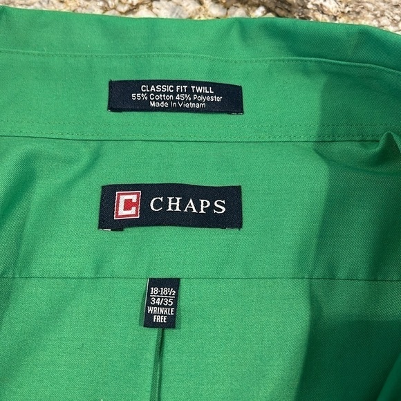 CHAPS Men’s 18-18 1/2 Green button down - Picture 5 of 13